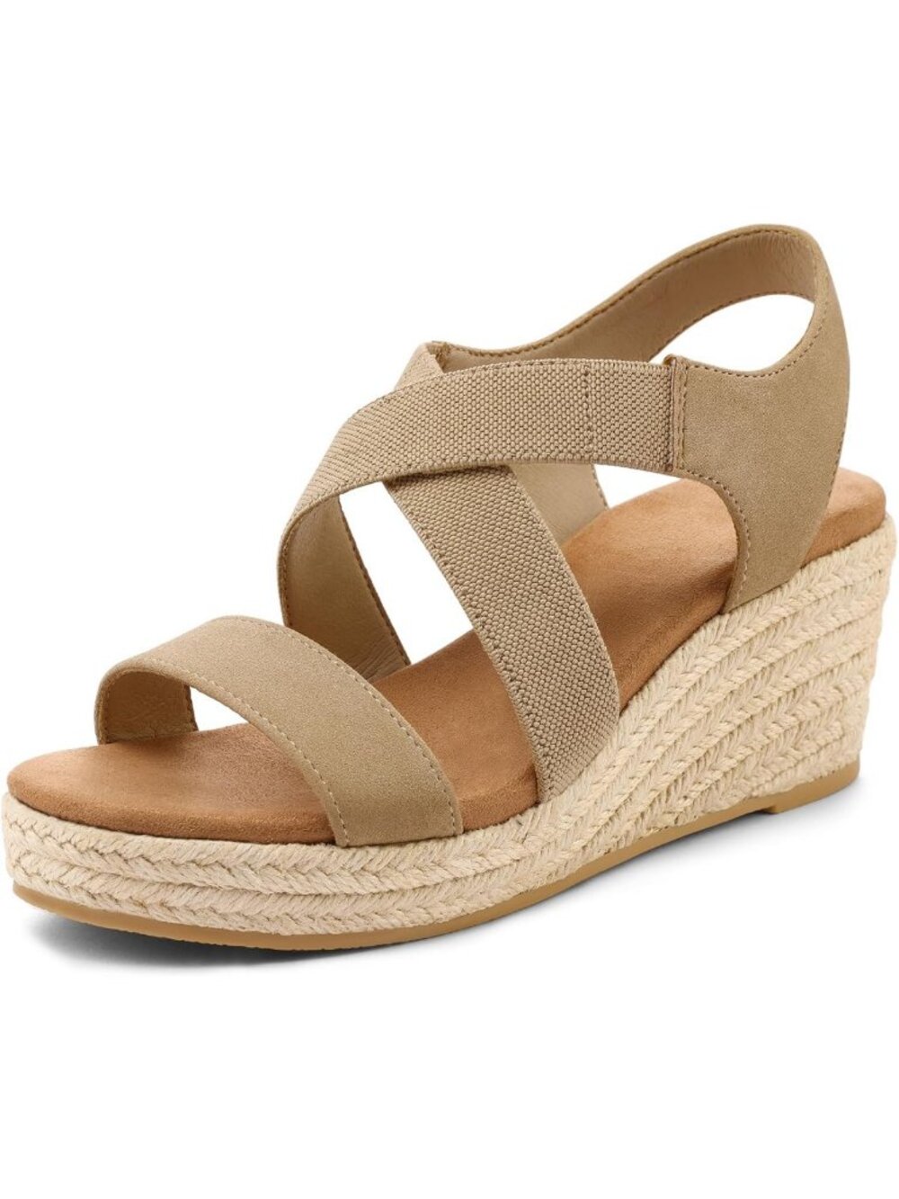 Casual Summer Platform Wedge Sandals - Open Toe, Slip-On, Elastic Ankle Strap